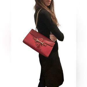 Gucci Red Emily Shoulder Bag with Chain Strap